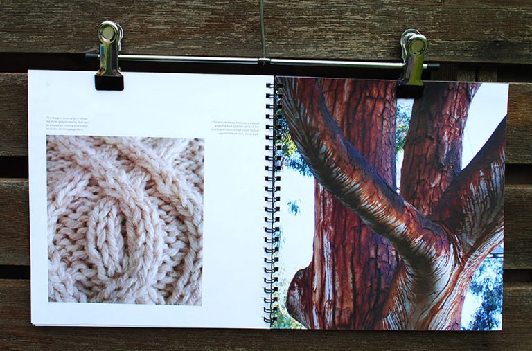 Cordelia Taylor Designs Photobook spread with photos showing texture